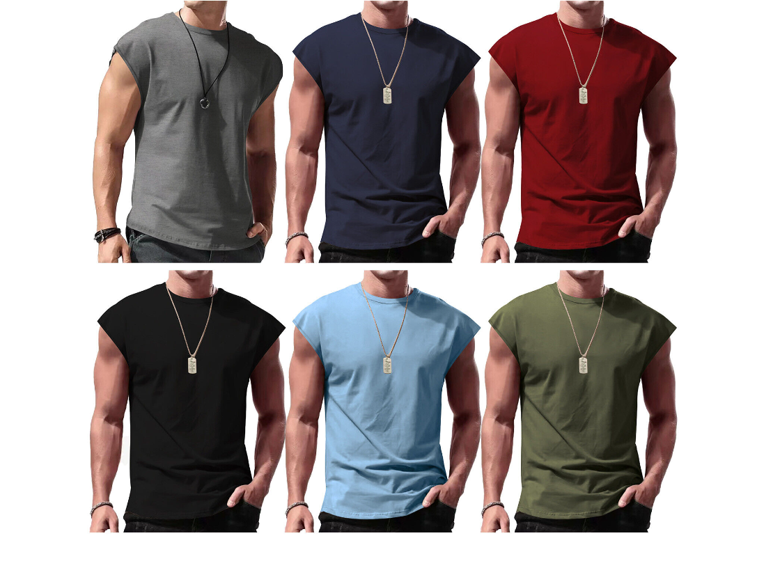 Men Workout Tank Tops Bodybuilding Shirts Sleeveless Gym Athletic Muscle T-shirt